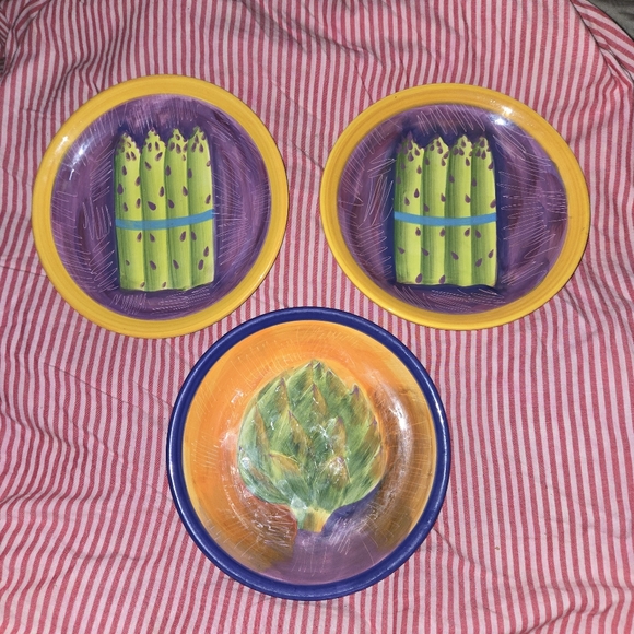 222 Fifth Ave Stoneware Plates Serving Salads, Asparagus, Artichokes, etc... - Picture 12 of 16